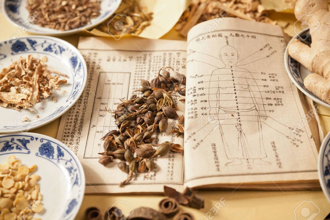 31381788-ancient-chinese-medical-books-in-the-qing-dynasty-the-chinese-herbal-medicine-on-the-table